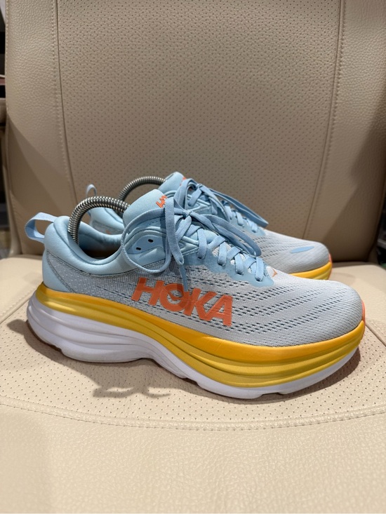 Hoka Shoes - Size 9 - Hoka One Bondi 8 Women's Light Blue and Yellow Athletic Running Shoes